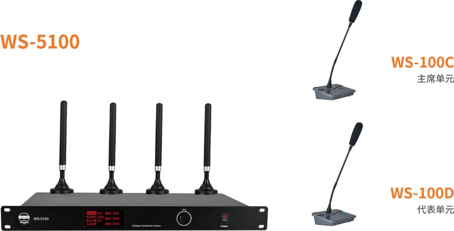 BBS商用話筒 WS-5100 1拖50無線會議話筒 無線會議麥克風(fēng) 單指向性話筒 電容式話筒